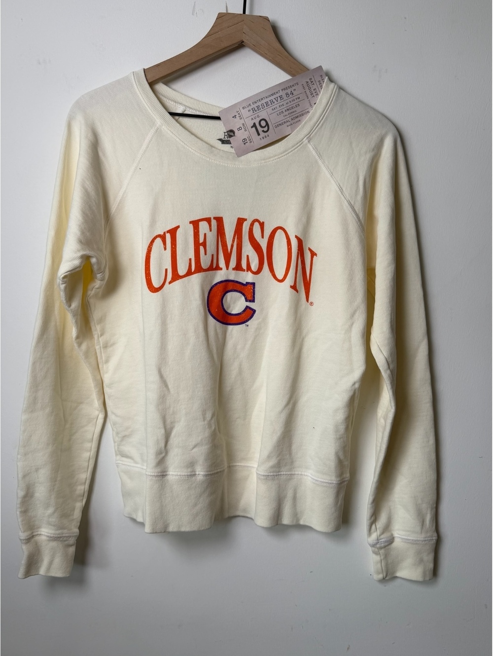 Reserve Collection Clemson Long Sleeve Top Cream Womens Medium NWT